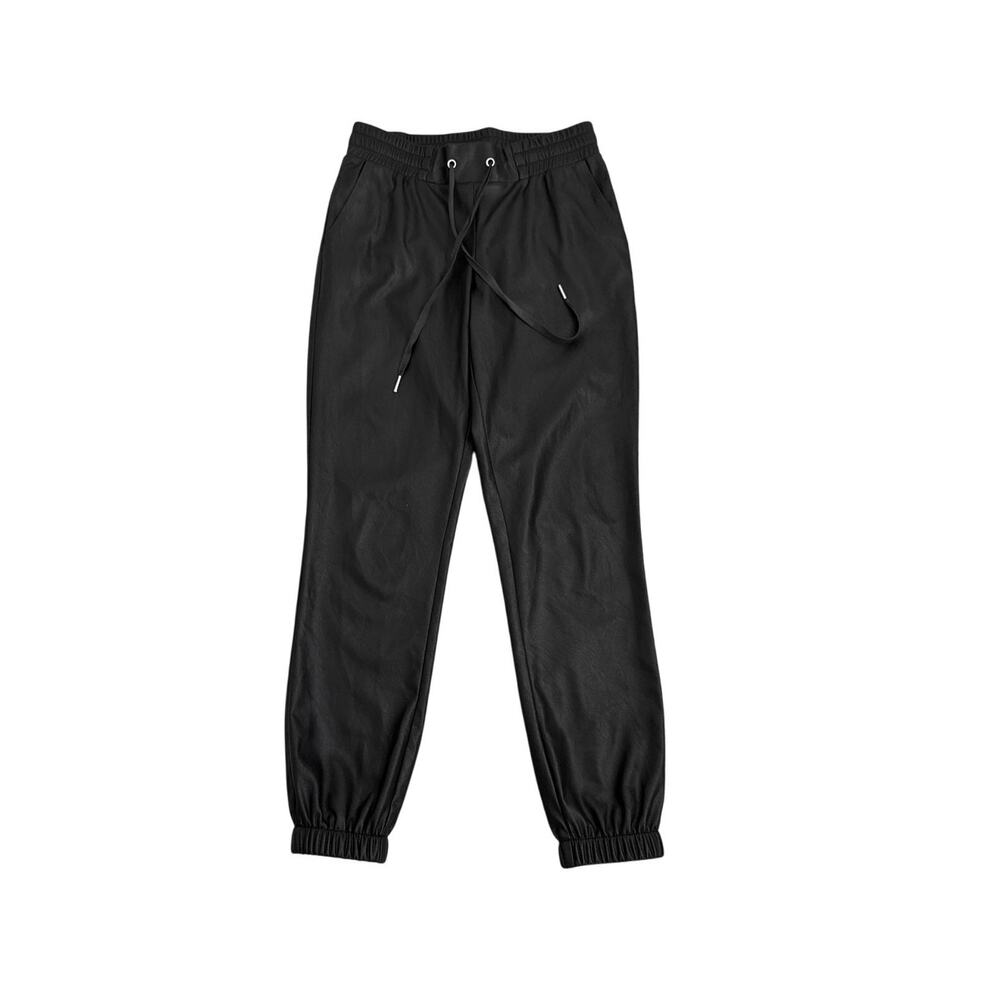 n:PHILANTHROPY Black Vegan Leather Edgy Casual Jogger Pants Size Women's XS